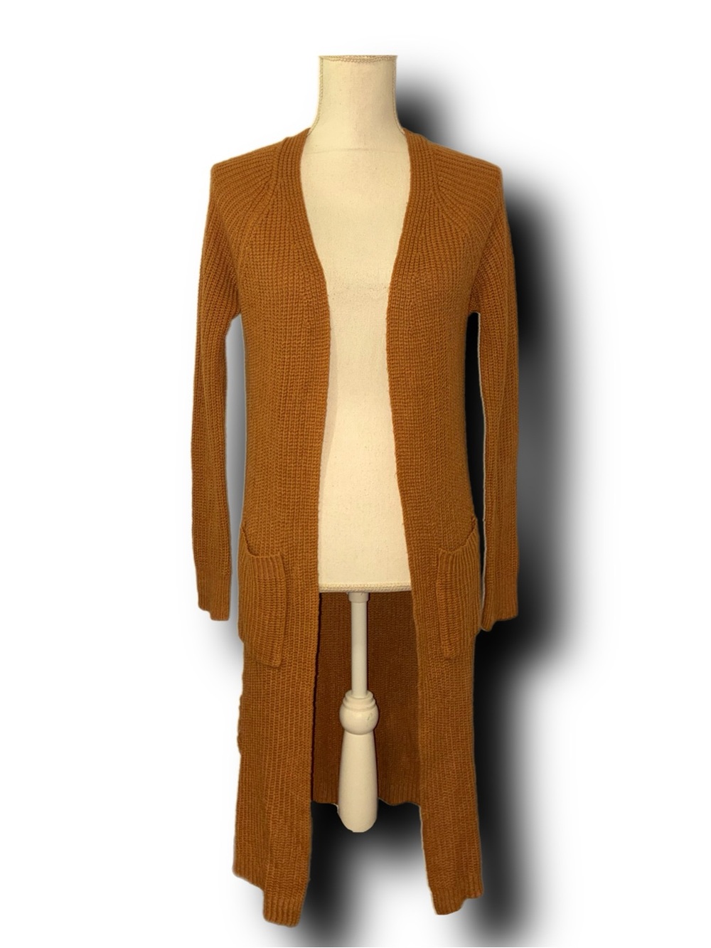Open-Front Long Cardigan Duster Burnt Orange w Side Ties Whimsigoth Fall Vibes